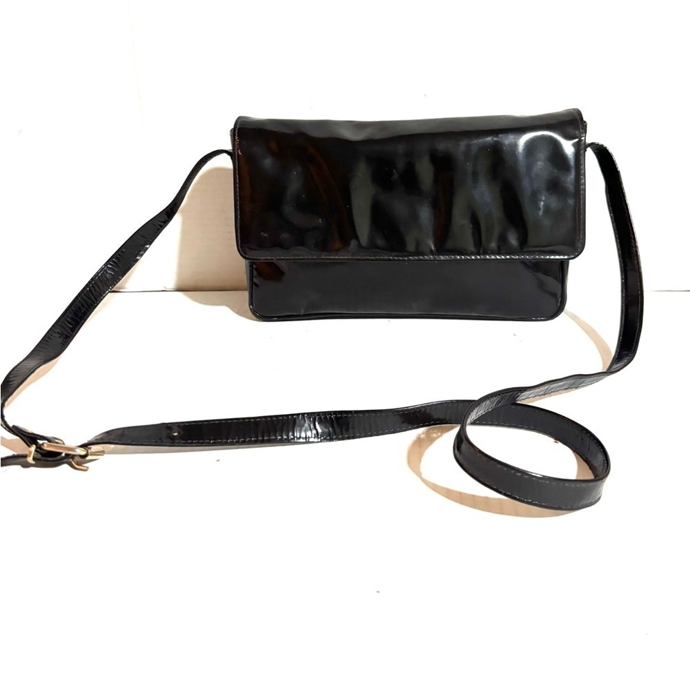 Saks Fifth Avenue Glossy Black Crossbody Bag